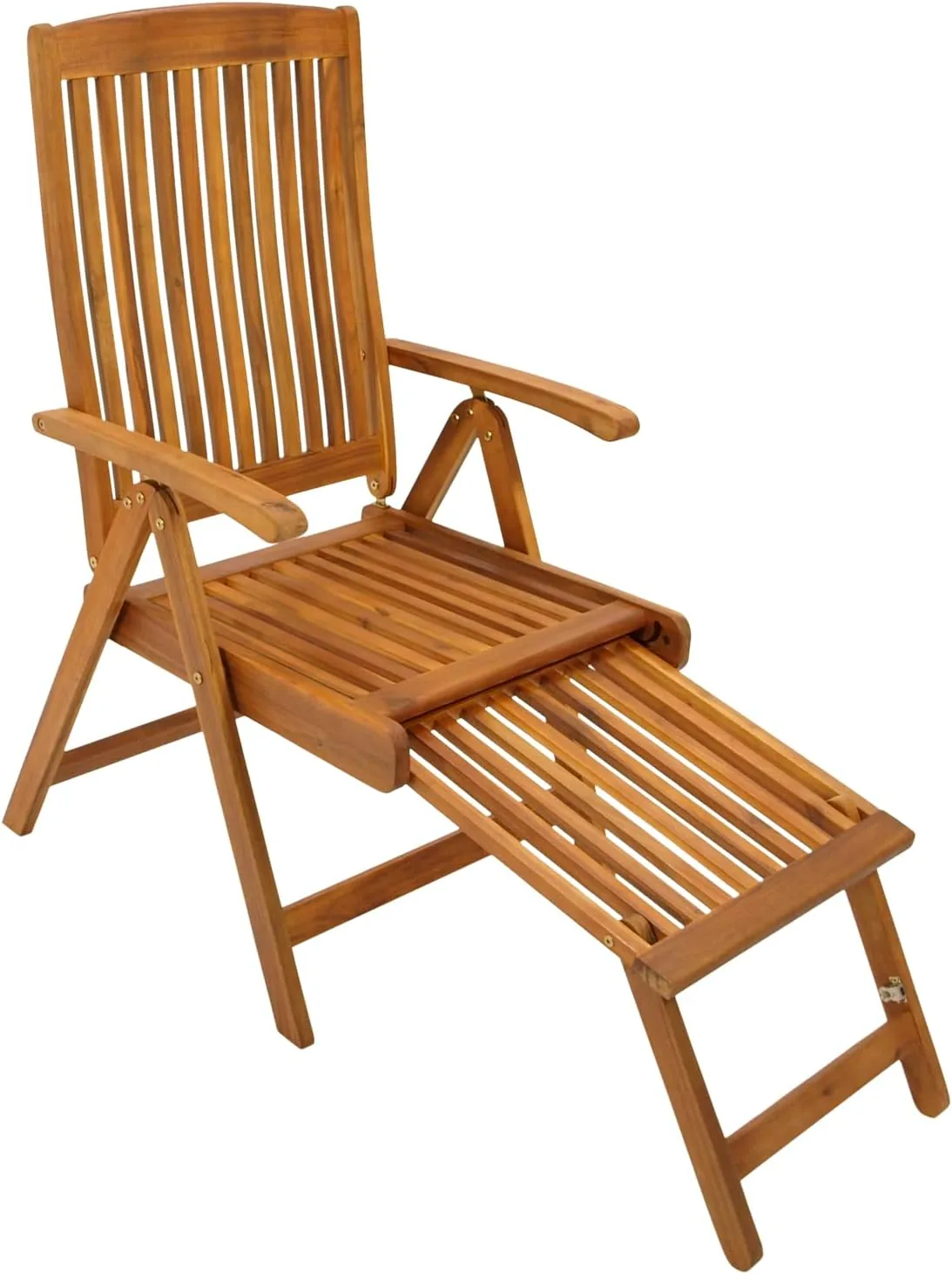 DEGAMO Klappessel Relaxsessel Maracana mit ausziehbarem Fußteil, klappbar, verstellbar und ausziehbar Akazienholz braun geölt, Outdoor