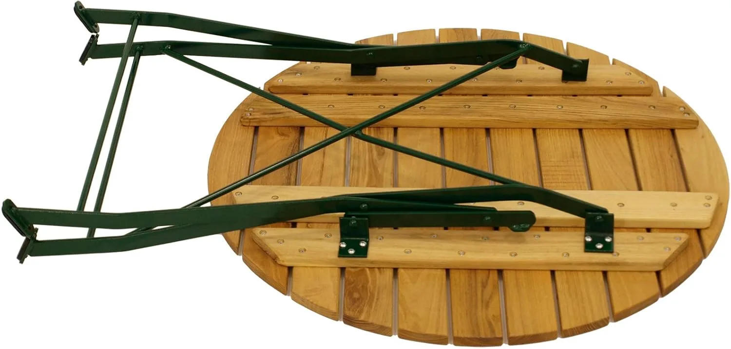 DEGAMO Klappgarnitur Gartenset Bad TÖLZ 3-teilig im Kurgarten-Design, Stahl grün, Holz Robinie geölt, klappbar, Outdoor — Ansicht 5
