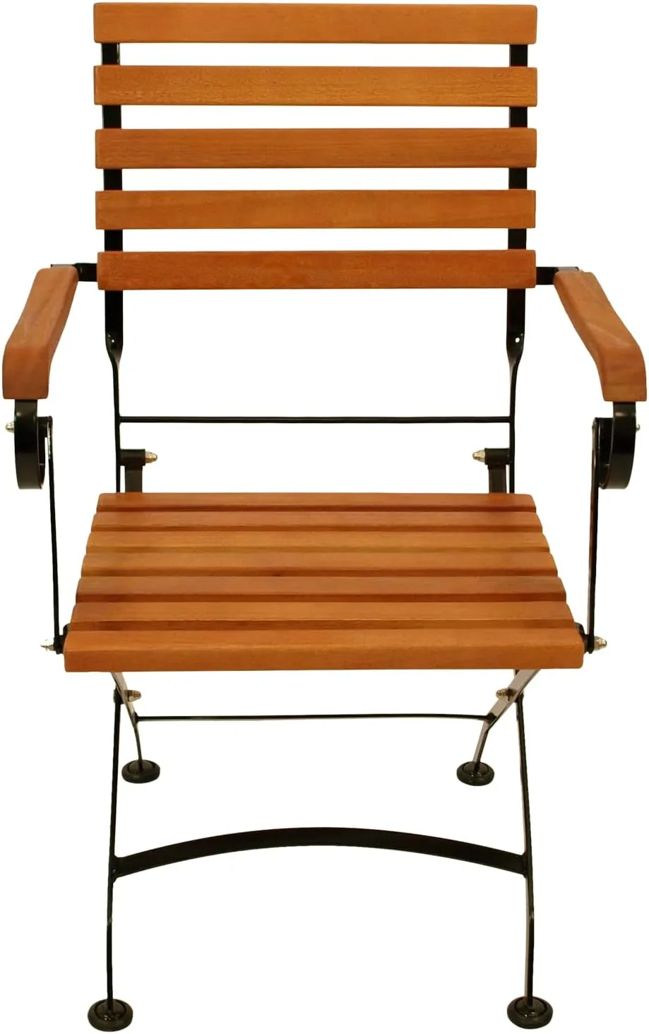 DEGAMO Klappsessel Gartenstuhl HOFGARTEN mit Armlehnen, Gestell Flachstahl schwarz pulverbeschichtet, Belattung Eukalyptus Hartholz, klappbar, Outdoor, 2 STÜCK — Ansicht 4