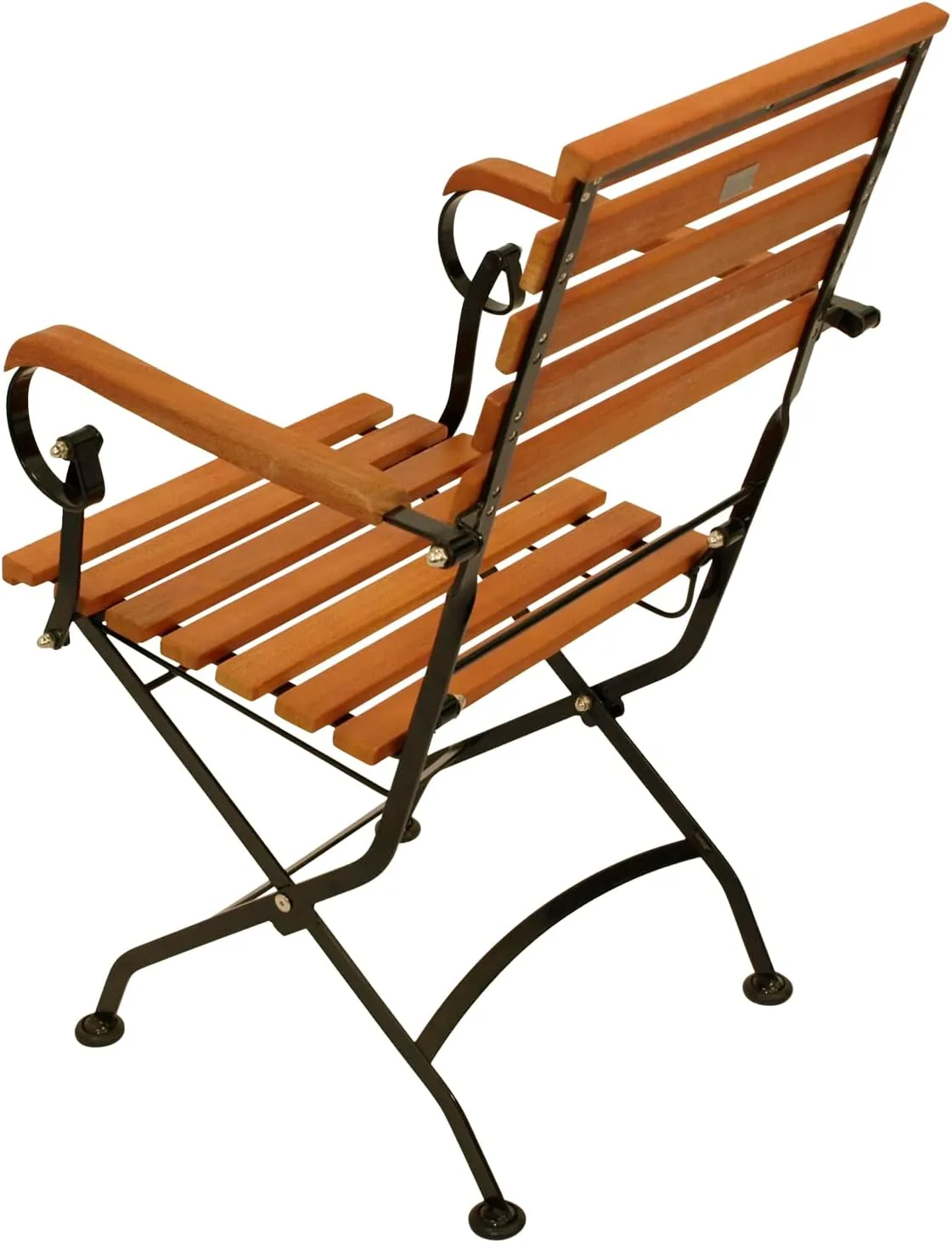 DEGAMO Klappsessel Gartenstuhl HOFGARTEN mit Armlehnen, Gestell Flachstahl schwarz pulverbeschichtet, Belattung Eukalyptus Hartholz, klappbar, Outdoor, 2 STÜCK — Ansicht 5