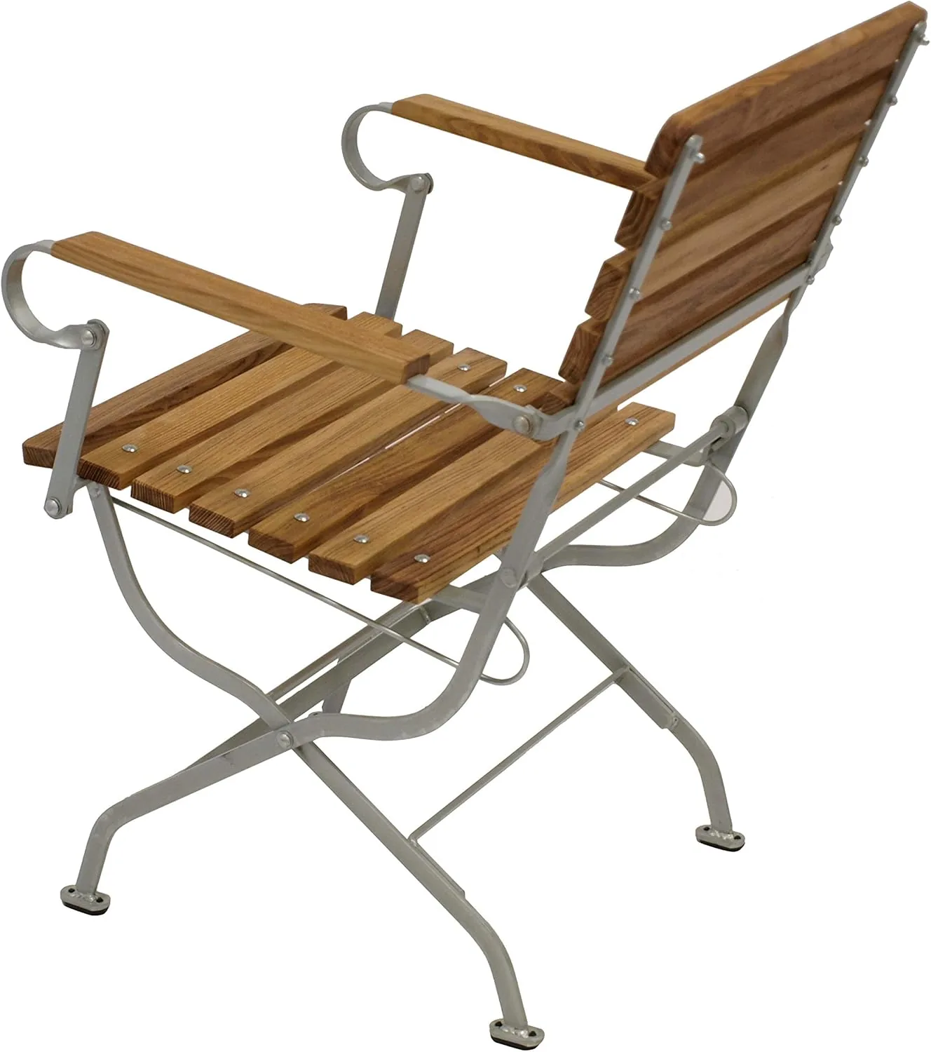 DEGAMO Klappsessel Gartenstuhl Passau mit Armlehnen, Gestell Flachstahl verzinkt und transparent pulverbeschichtet, Belattung Robinie — Ansicht 3
