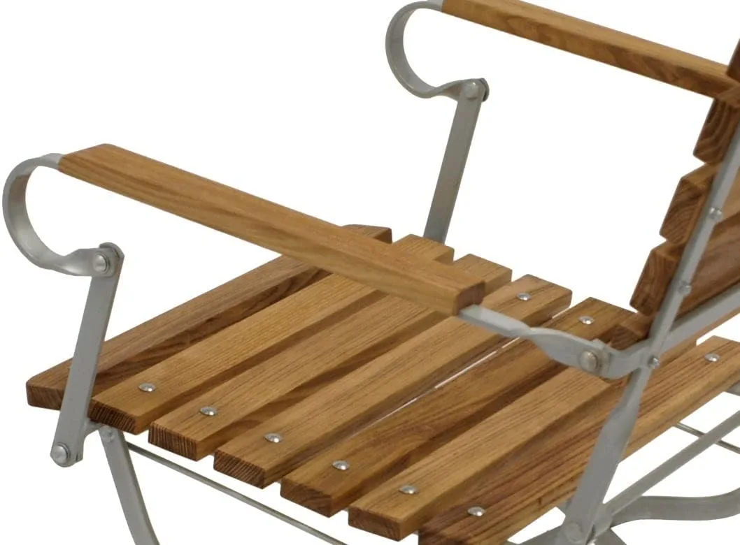 DEGAMO Klappsessel Gartenstuhl Passau mit Armlehnen, Gestell Flachstahl verzinkt und transparent pulverbeschichtet, Belattung Robinie — Ansicht 5
