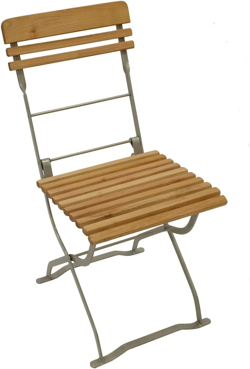 DEGAMO Klappstuhl Biergartenstuhl MÜNCHEN, Stahl blank verzinkt und transparent pulverbeschichtet, Holz Robinie (2-er Set), wetterfest, Outdoor — Ansicht 3