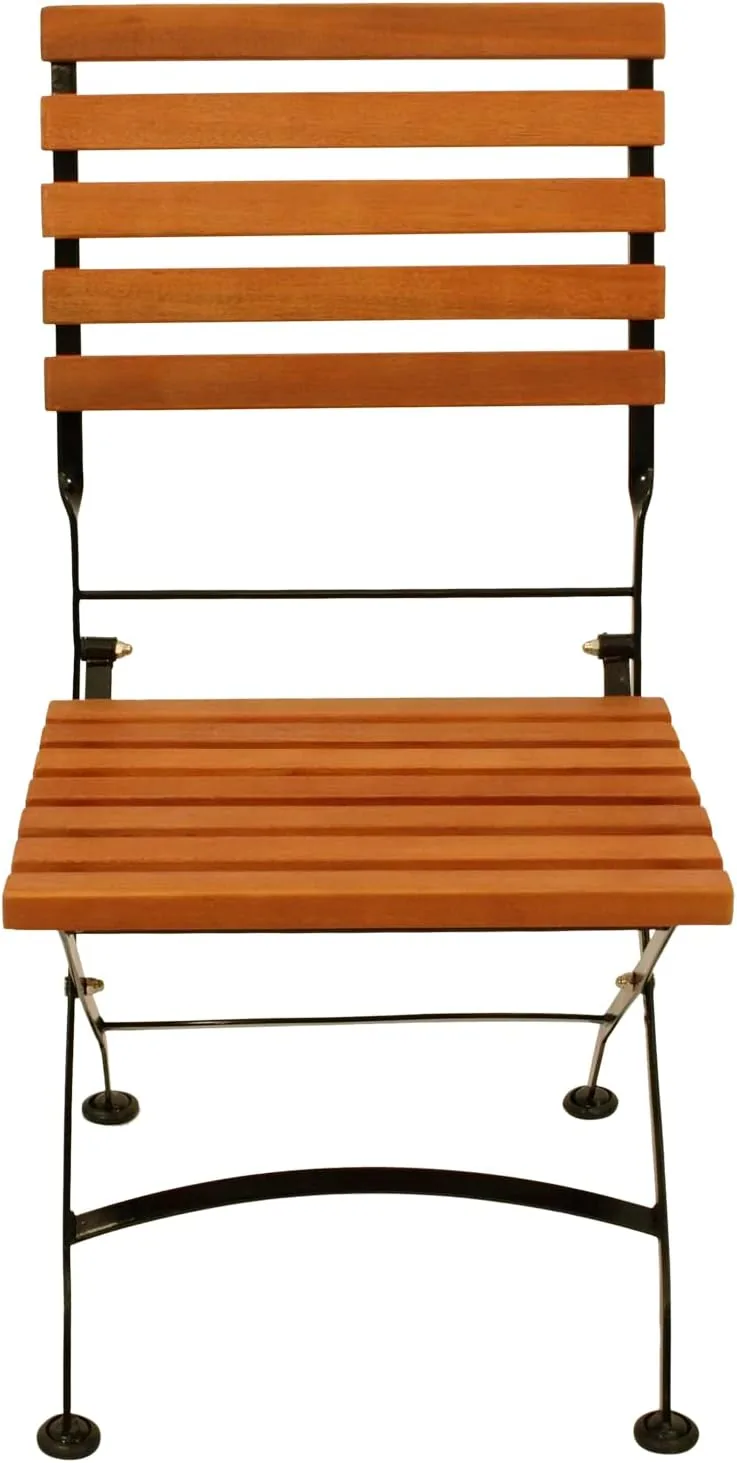 DEGAMO Klappstuhl Gartenstuhl HOFGARTEN, Gestell Flachstahl schwarz pulverbeschichtet, Belattung Eukalyptus Hartholz, klappbar, Outdoor, 2 STÜCK — Ansicht 4
