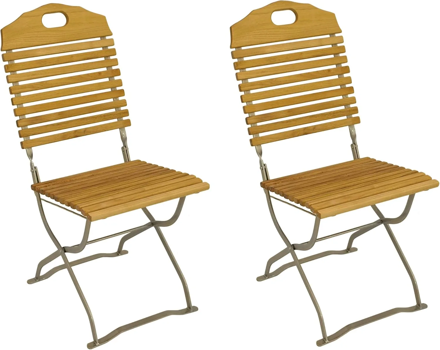 DEGAMO Klappstuhl Gartenstuhl Kurgarten Bad Tölz, Gestell Stahl verzinkt + transparent pulverbeschichtet, Holz Robinie (2-er Set), klappbar, Outdoor
