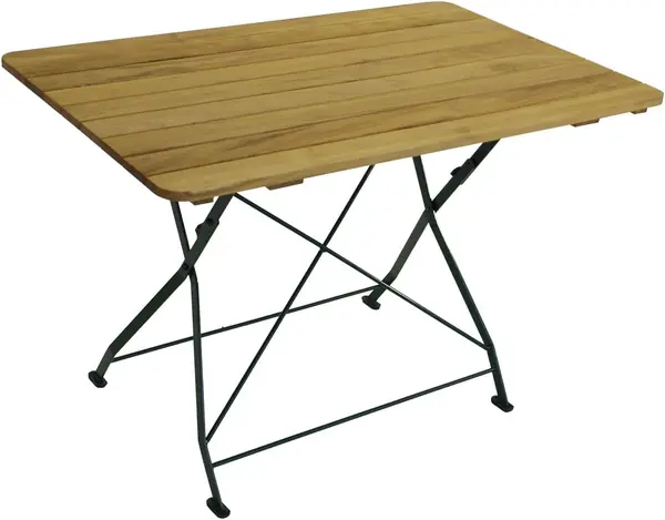Klapptisch Bad Tölz 70x110cm, Stahl grün, Holz Robinie