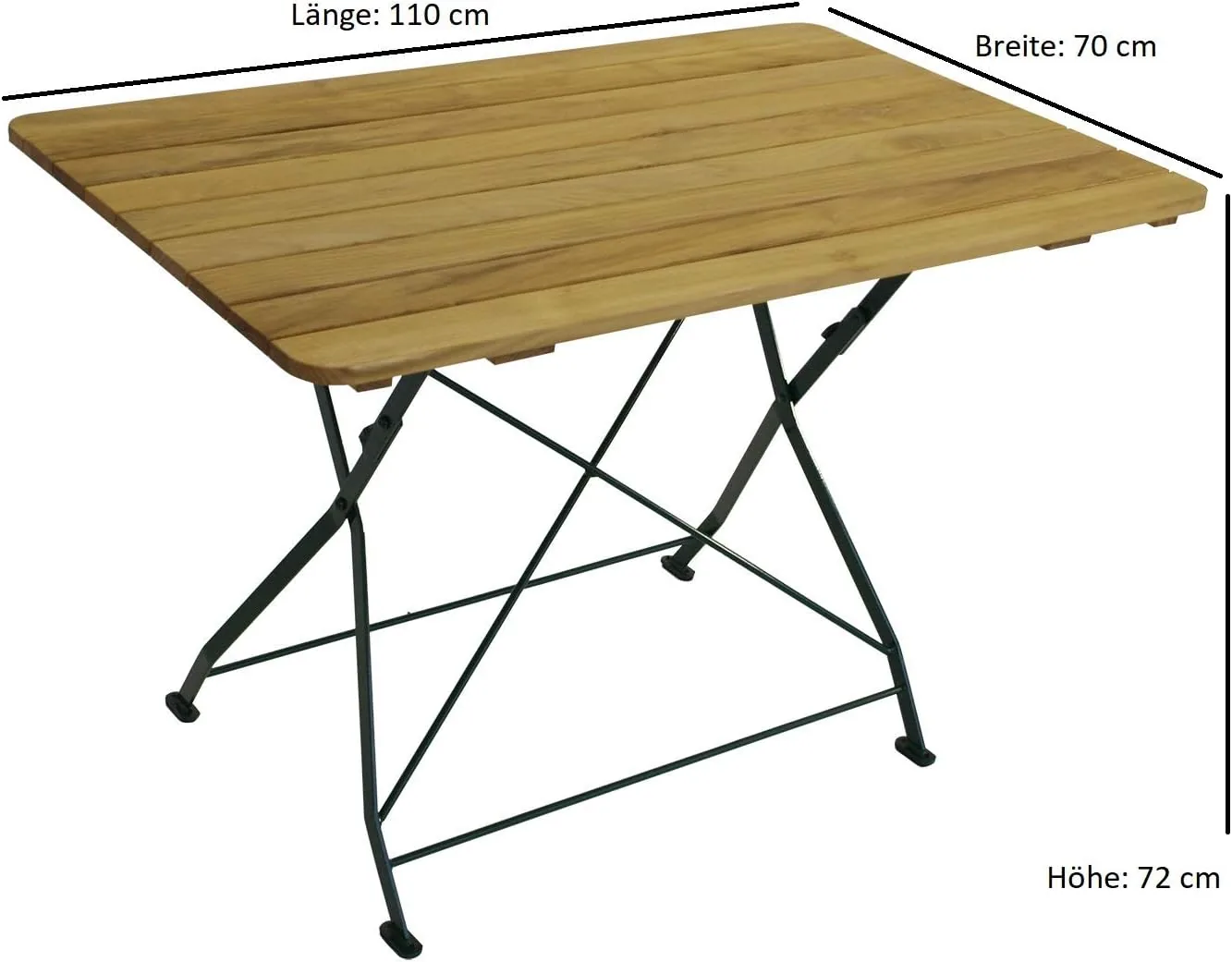 DEGAMO Klapptisch Bad Tölz 70x110cm, Stahl grün, Holz Robinie — Ansicht 2