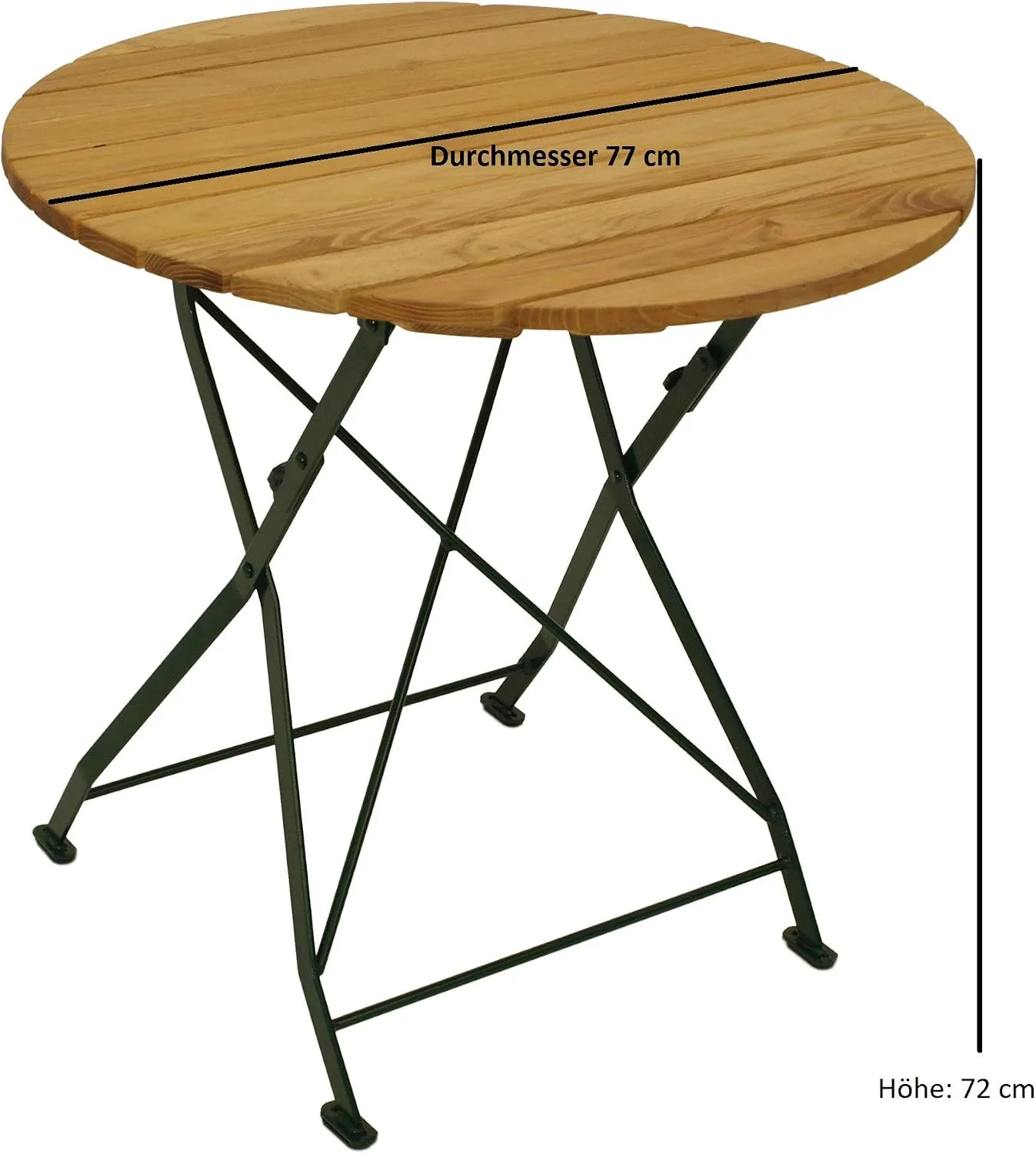 DEGAMO Klapptisch Bad Tölz 77cm rund, Stahl grün + Robinie — Ansicht 2