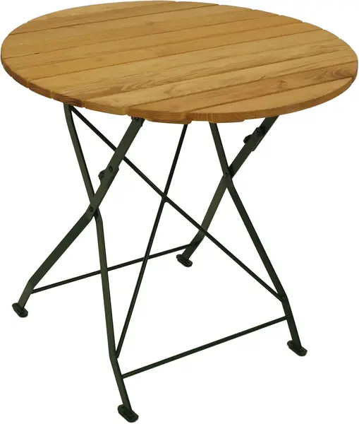 Klapptisch Bad Tölz 77cm rund, Stahl grün + Robinie