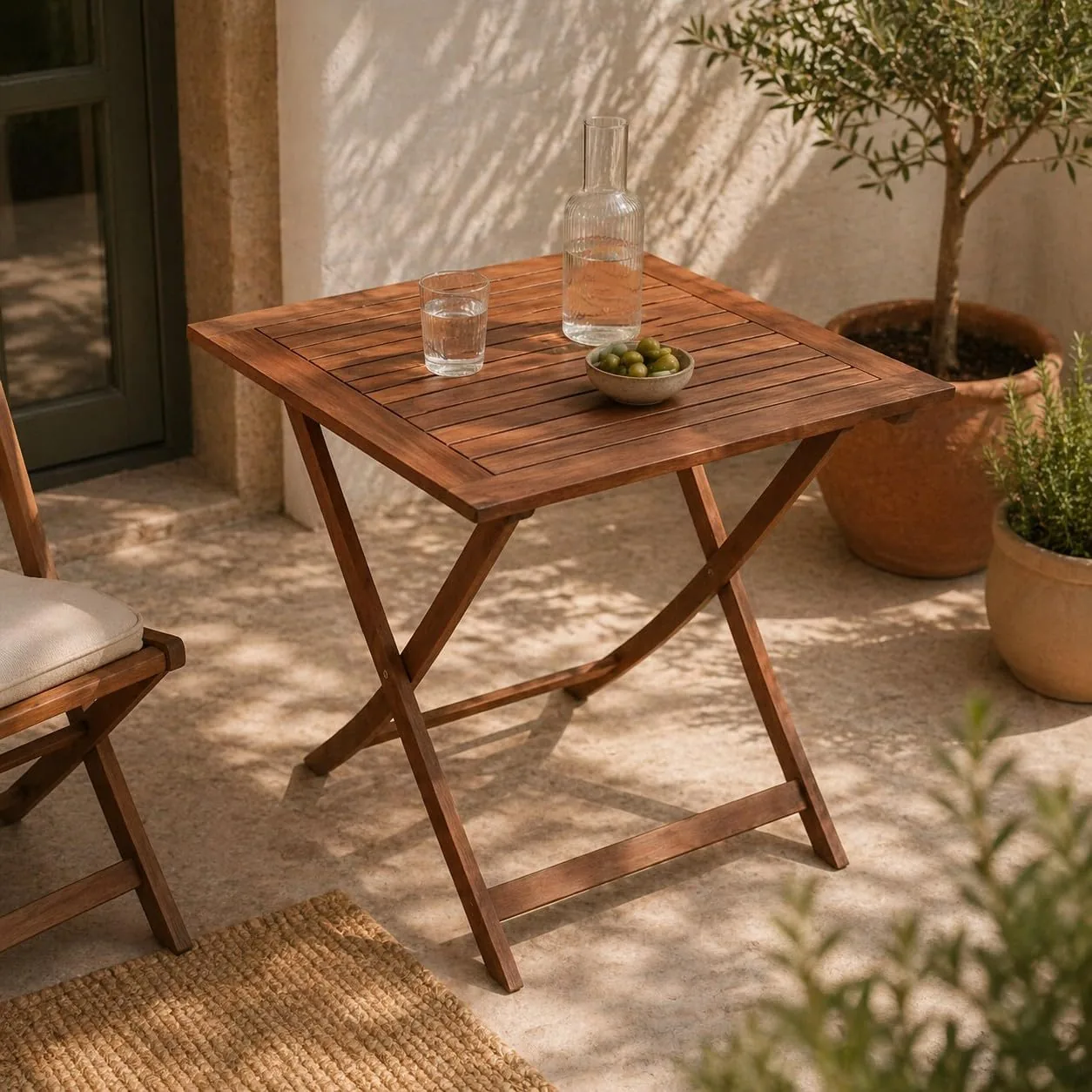 DEGAMO Klapptisch Gartentisch CORUNA aus Eukalyptus Hartholz, Oberfläche geölt, 70x70cm, FSC®-Zertifiziert — Ansicht 2