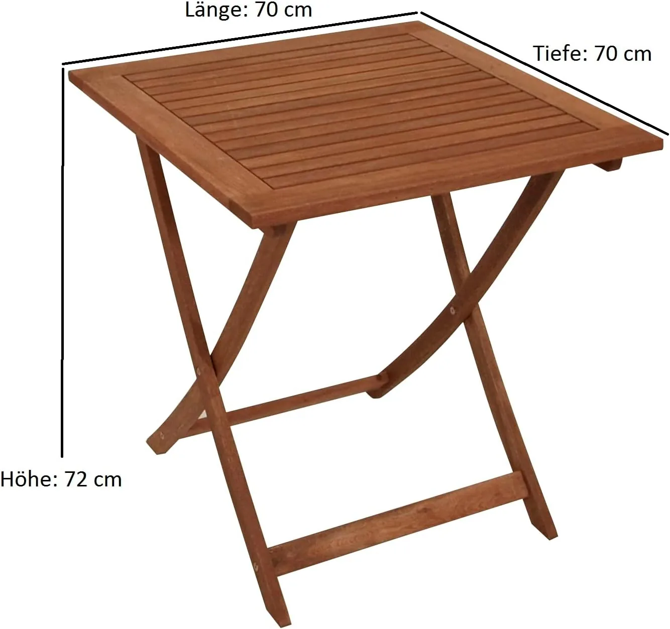 DEGAMO Klapptisch Gartentisch CORUNA aus Eukalyptus Hartholz, Oberfläche geölt, 70x70cm, FSC®-Zertifiziert — Ansicht 3