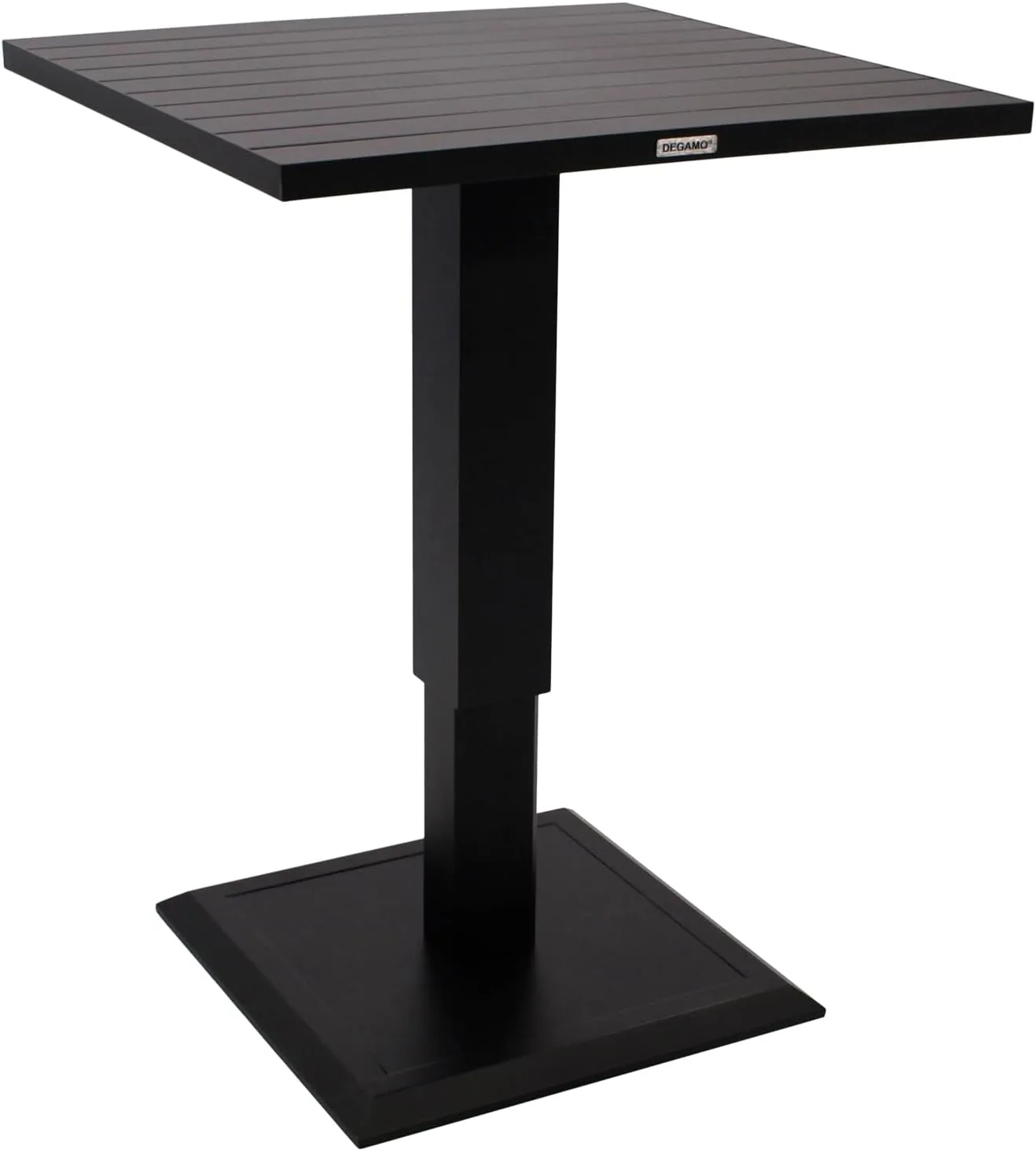 DEGAMO Lifttisch Stehtisch Laval 75x75cm quadratisch, höhenverstellbar 70/100cm, Aluminium anthrazit, wetterfest und rostfrei