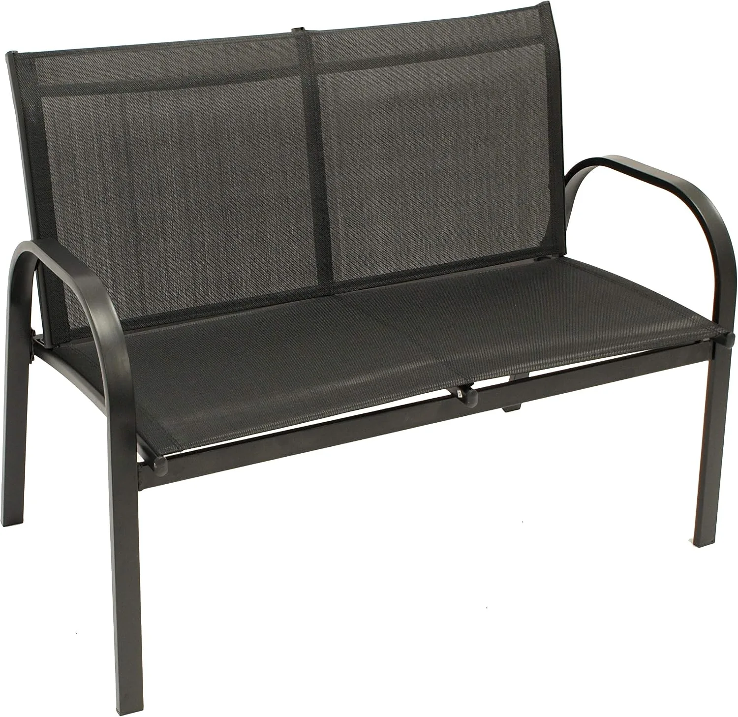 DEGAMO Lounge Set Arona 4-teilig (2X Loungesessel, 1x Loungesofa, 1x Tisch 80x45cm), Metall + Textilgewebe schwarz, Outdoor — Ansicht 2