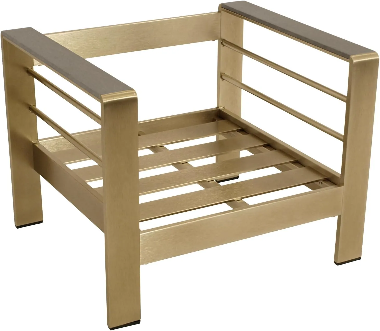 DEGAMO Lounge Set Cannes, Aluminium gebürstet in Edelstahloptik + Kunstholz grau, Polster hellgrau wasserabweisend, Outdoor — Ansicht 5