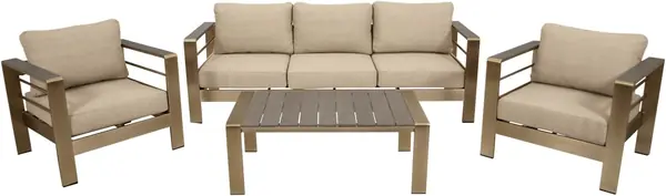 Lounge Set Cannes, Aluminium gebürstet in Edelstahloptik…