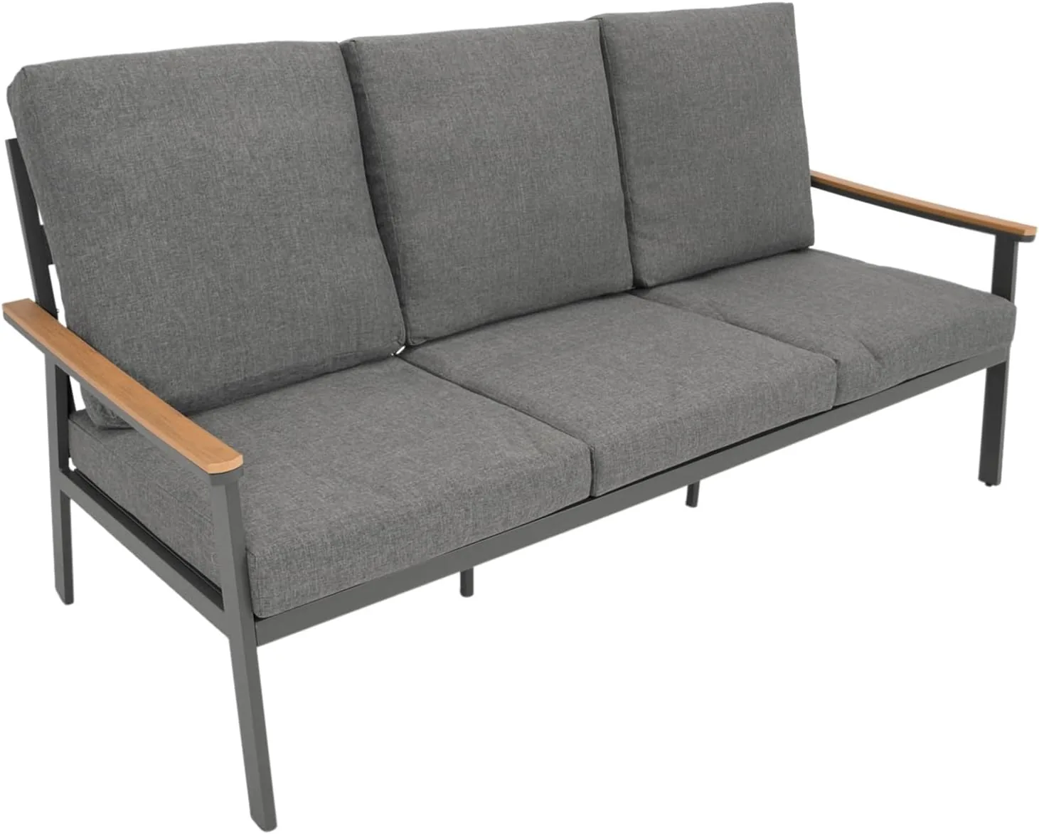 DEGAMO Loungeset Gartenset Calgary 4-teilig, Aluminium anthrazit + Kunstholz, Polster grau, wetterfest, Outdoor — Ansicht 2