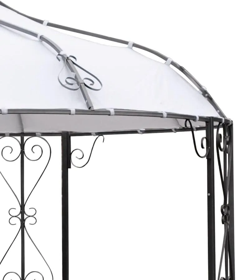 DEGAMO Luxus Pavillon Gartenpavillon Burma 300cm rund, Stahlgestell grau pulverbeschichtet + Dach wasserdicht Weiss — Ansicht 3