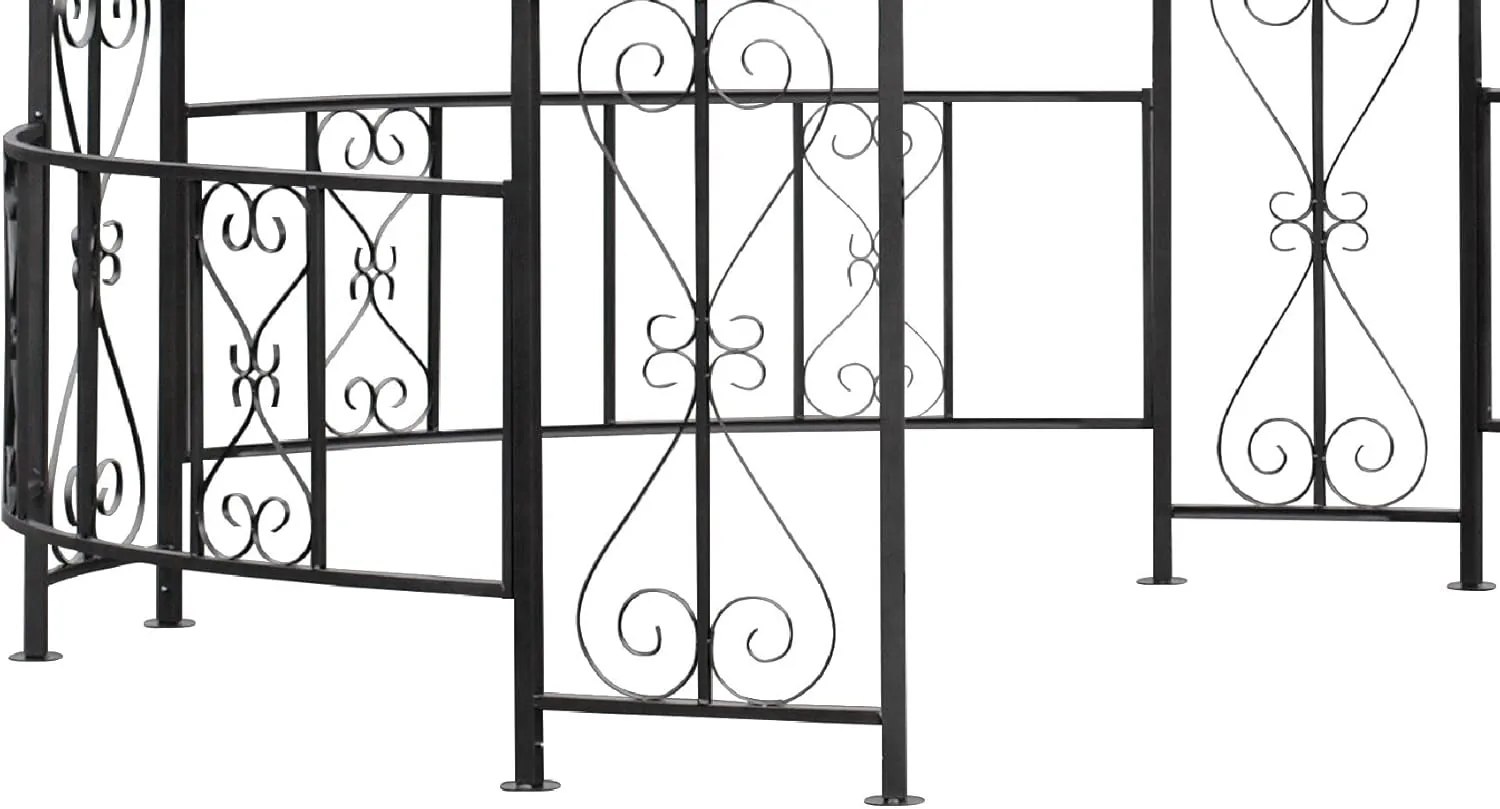 DEGAMO Luxus Pavillon Gartenpavillon Burma 300cm rund, Stahlgestell grau pulverbeschichtet + Dach wasserdicht Weiss — Ansicht 4