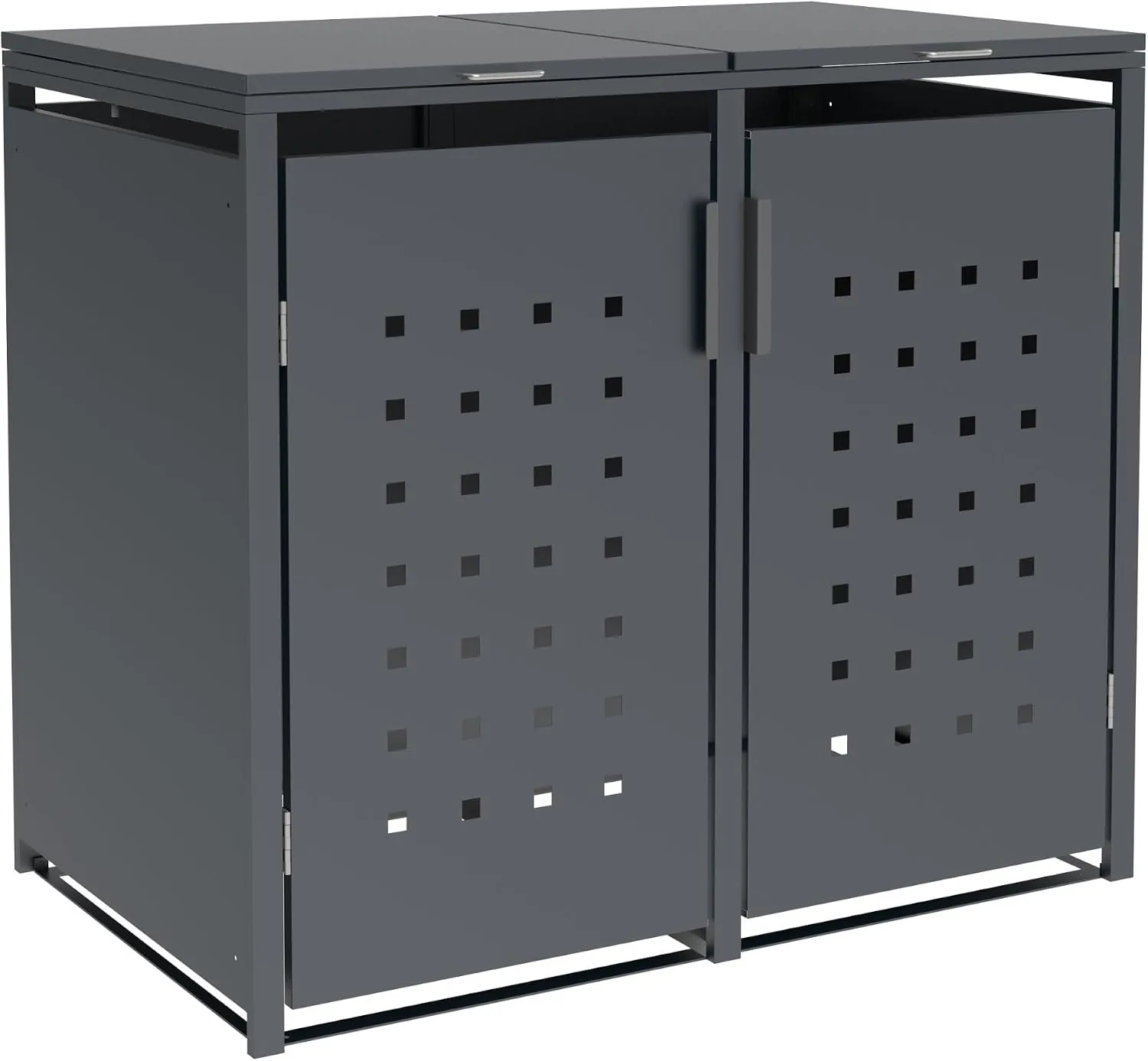 DEGAMO Mülltonnenbox 2-er Mülltonnenhaus Trier für 2X Tonnen 120 und 240 Liter, Stahl verzinkt, Farbe anthrazit