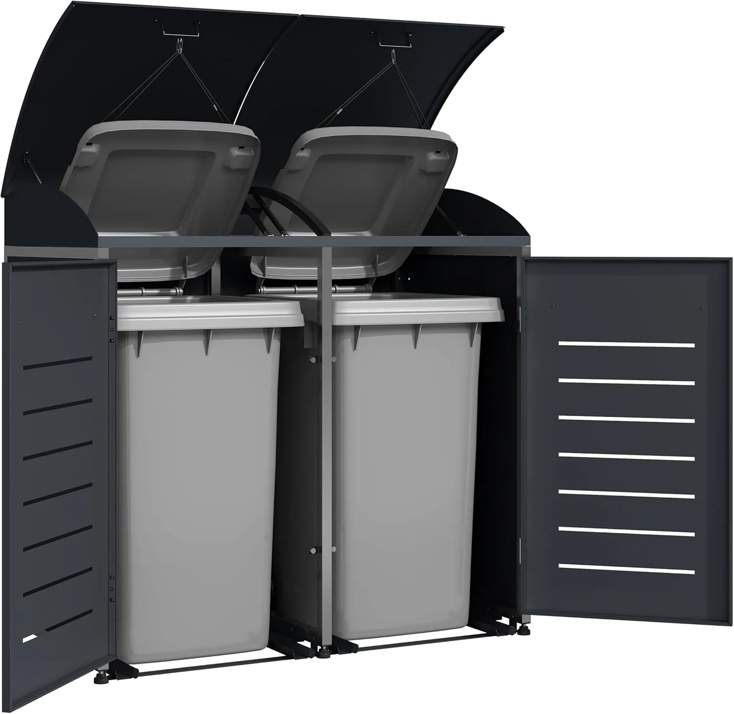 DEGAMO Mülltonnenbox 3-er Mülltonnenhaus Kiel für 3X Tonnen 120 oder 240 Liter, Stahl verzinkt und Edelstahl, Farbe anthrazit — Ansicht 3
