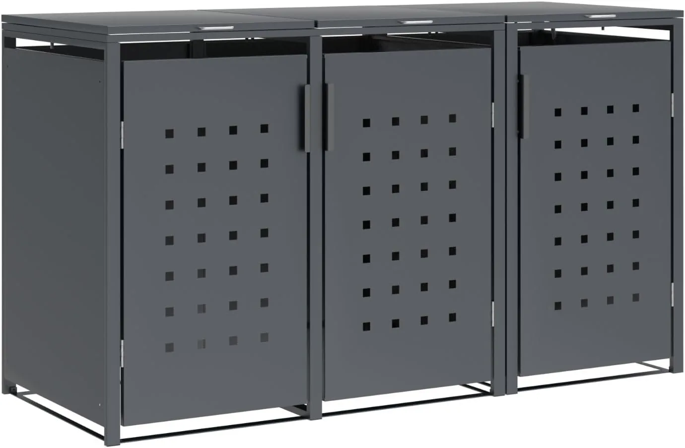 DEGAMO Mülltonnenbox 3-er Mülltonnenhaus Trier für 3X Tonnen 120 und 240 Liter, Stahl verzinkt, Farbe anthrazit