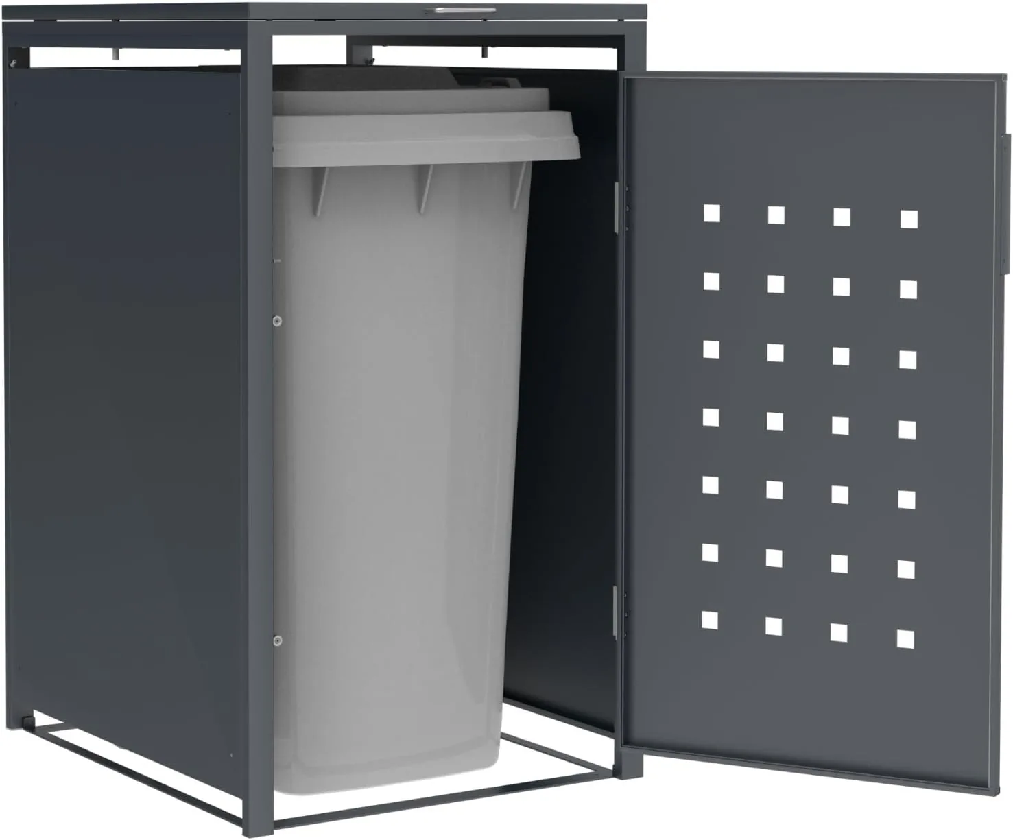 DEGAMO Mülltonnenbox Mülltonnenhaus Trier für Tonnen 120 und 240 Liter, Stahl verzinkt, Farbe anthrazit — Ansicht 4
