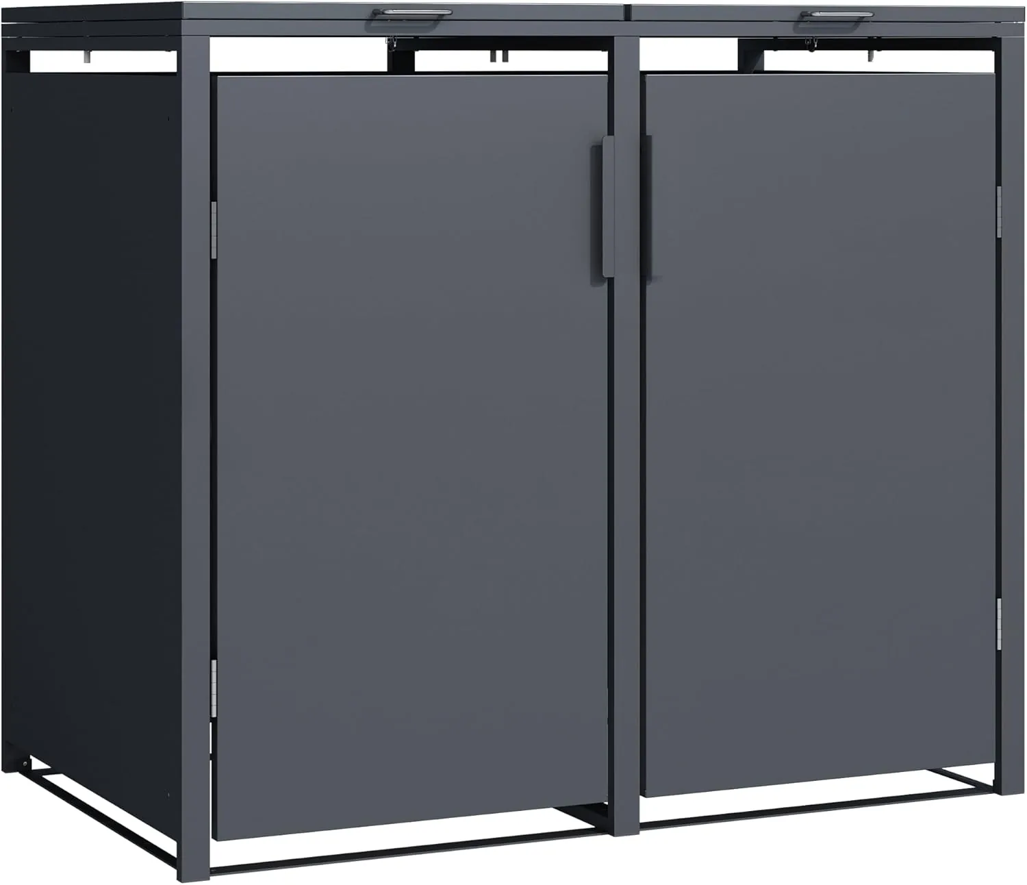DEGAMO Mülltonnenbox MÜNCHEN 2-er für 2X 120 und 240 Liter Tonnen | Stahl verzinkt, Farbe anthrazit (RAL 7016) — Ansicht 2