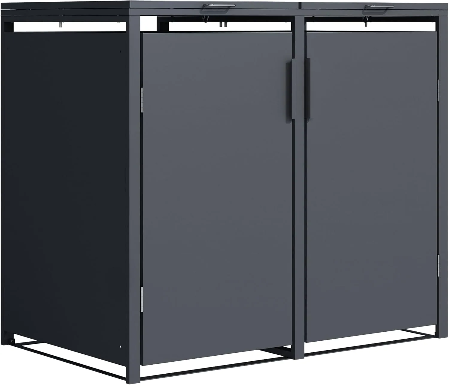 DEGAMO Mülltonnenbox MÜNCHEN 2-er für 2X 120 und 240 Liter Tonnen | Stahl verzinkt, Farbe anthrazit (RAL 7016) — Ansicht 3
