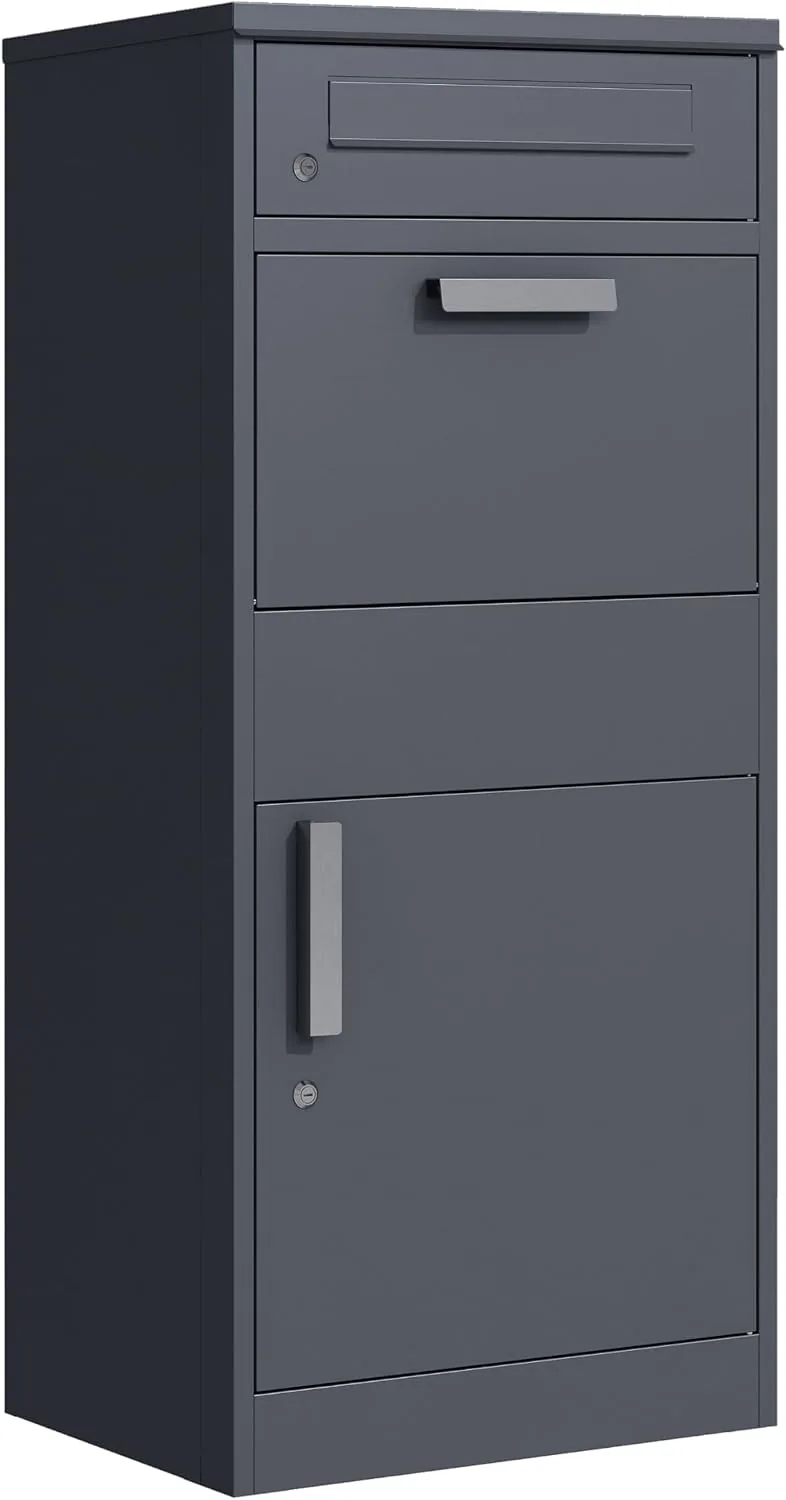DEGAMO Paketbox Briefkasten Bremen 50x38x112cm, Stahl anthrazit RAL 7016, stehend, wasserdicht
