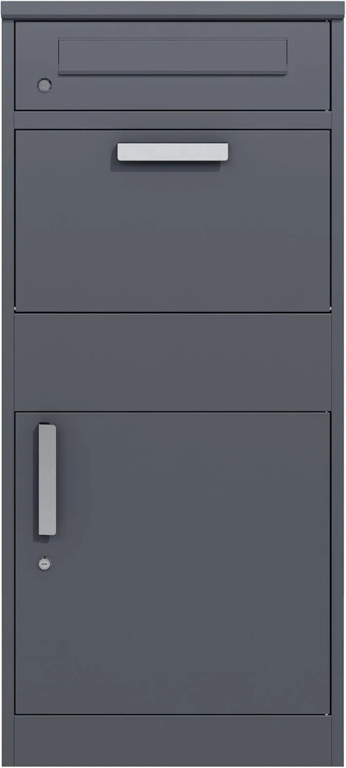DEGAMO Paketbox Briefkasten Bremen 50x38x112cm, Stahl anthrazit RAL 7016, stehend, wasserdicht — Ansicht 5