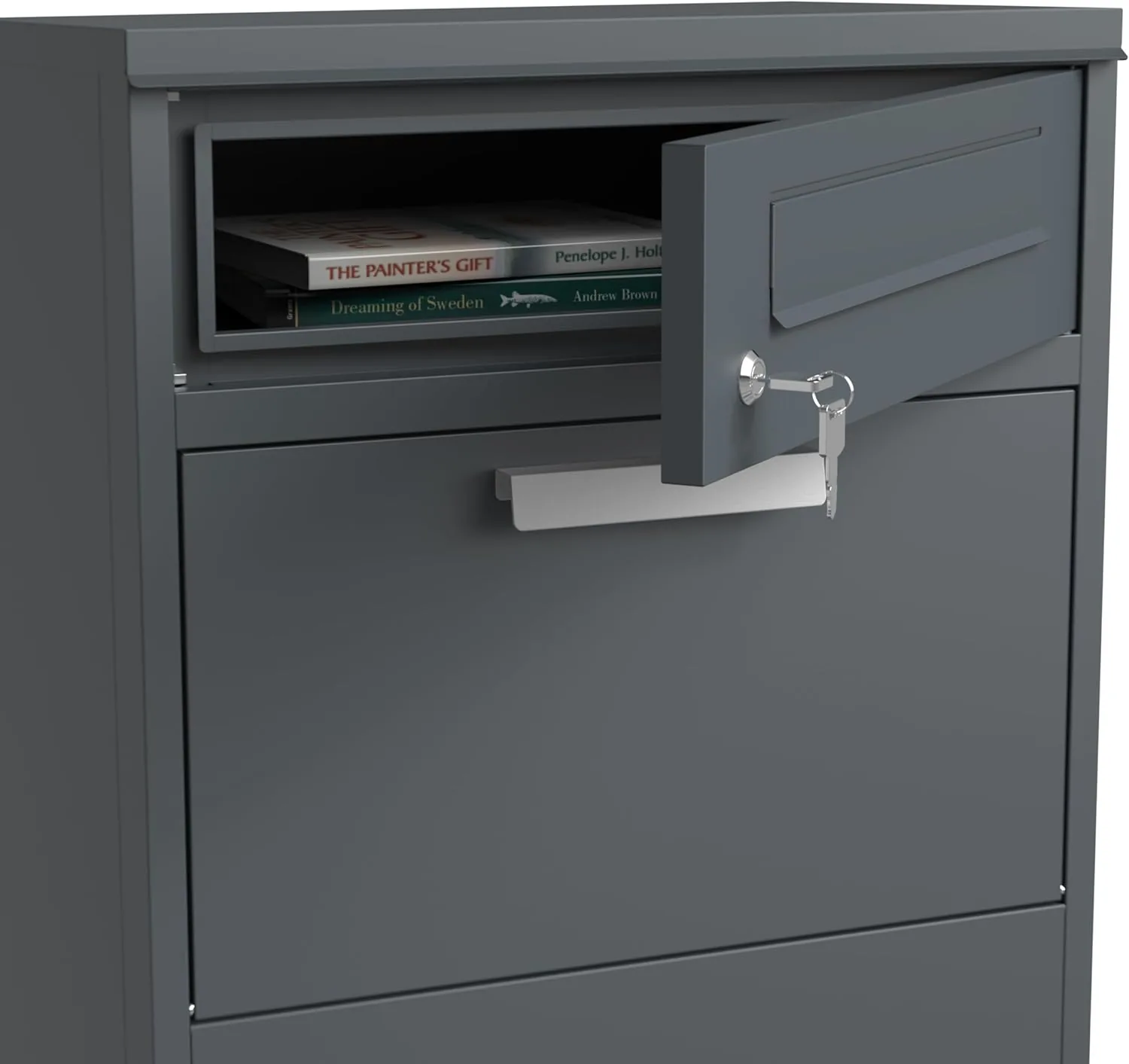 DEGAMO Paketbox Briefkasten Bremen 50x38x112cm, Stahl anthrazit RAL 7016, stehend, wasserdicht — Ansicht 6