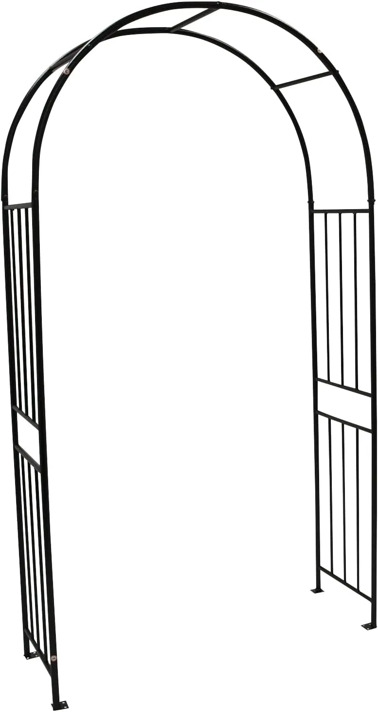 DEGAMO Rosenbogen Versailles, stabiles Metallgestell 220x120cm, Stahlrohr 24mm schwarz beschichtet in Hammerschlagoptik — Ansicht 3