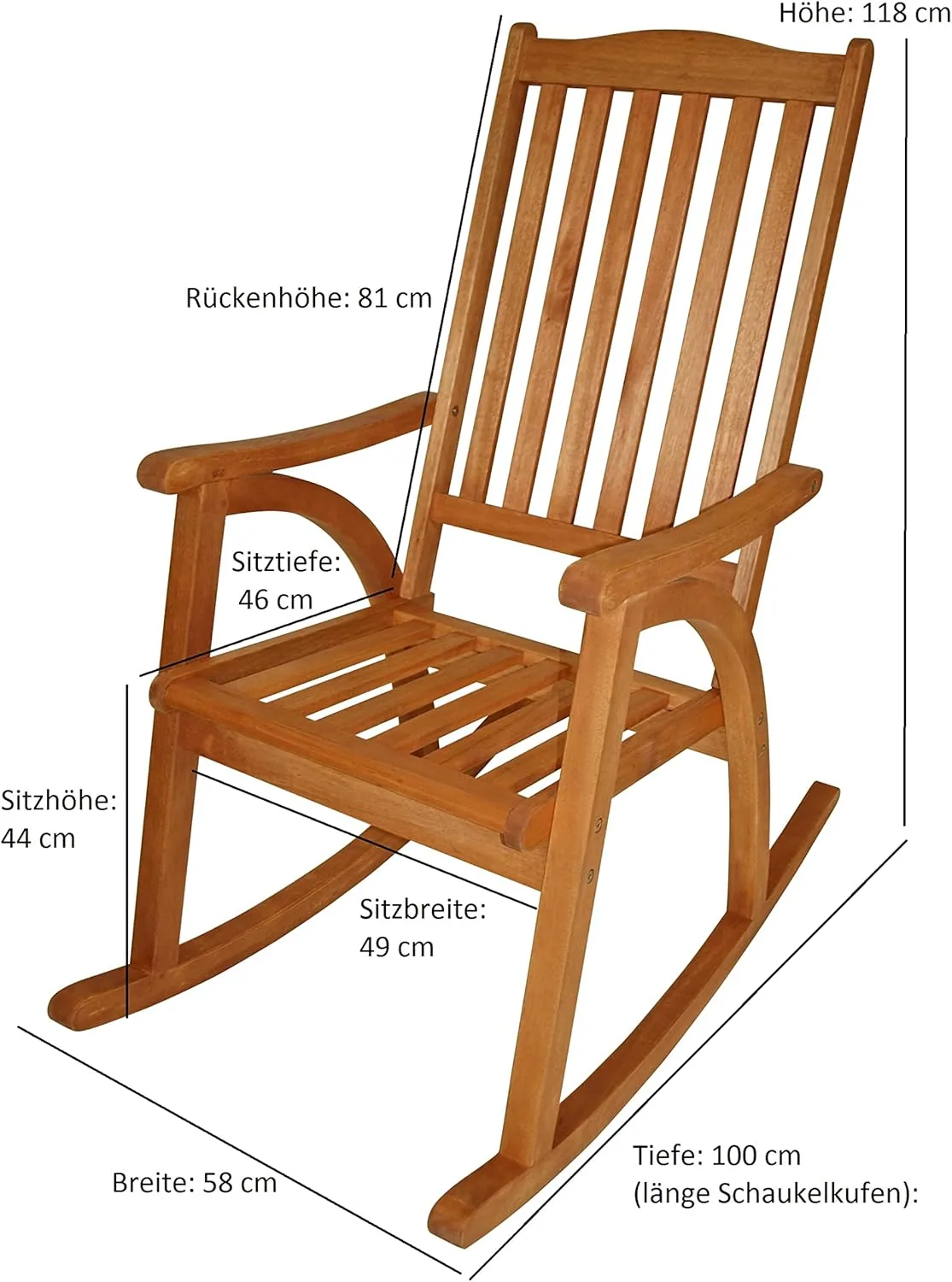 DEGAMO Schaukelstuhl Rio aus Eukalyptusholz braun geölt, für Innen + Aussen, FSC®-Zertifiziert, witterungsbeständig, Outdoor und Indoor — Ansicht 3