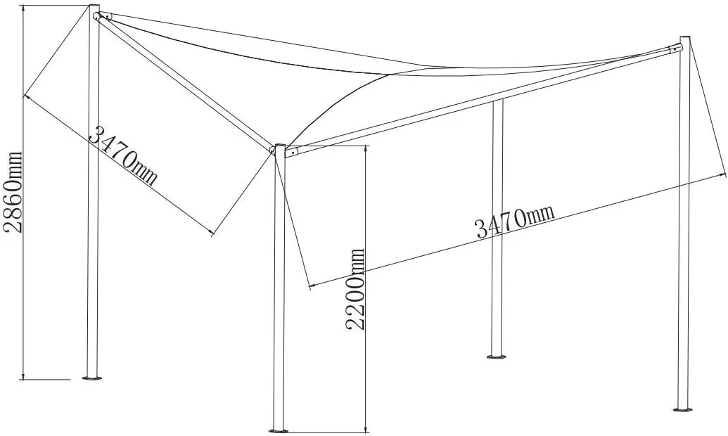 DEGAMO Sonnensegel Walmdach Pavillon Orlando 350x350cm, Dach wasserdicht Weiss — Ansicht 2