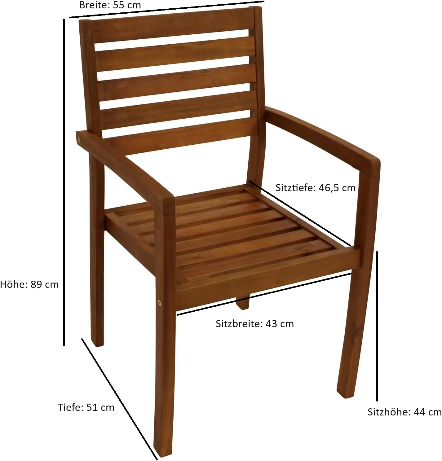 DEGAMO Stapelsessel Gartensessel Nizza, Akazie braun geölt, stapelbar, Outdoor — Ansicht 2
