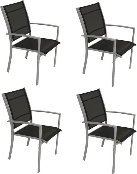 Stapelsessel Pino 4-er Set, Metall Silbergrau +…