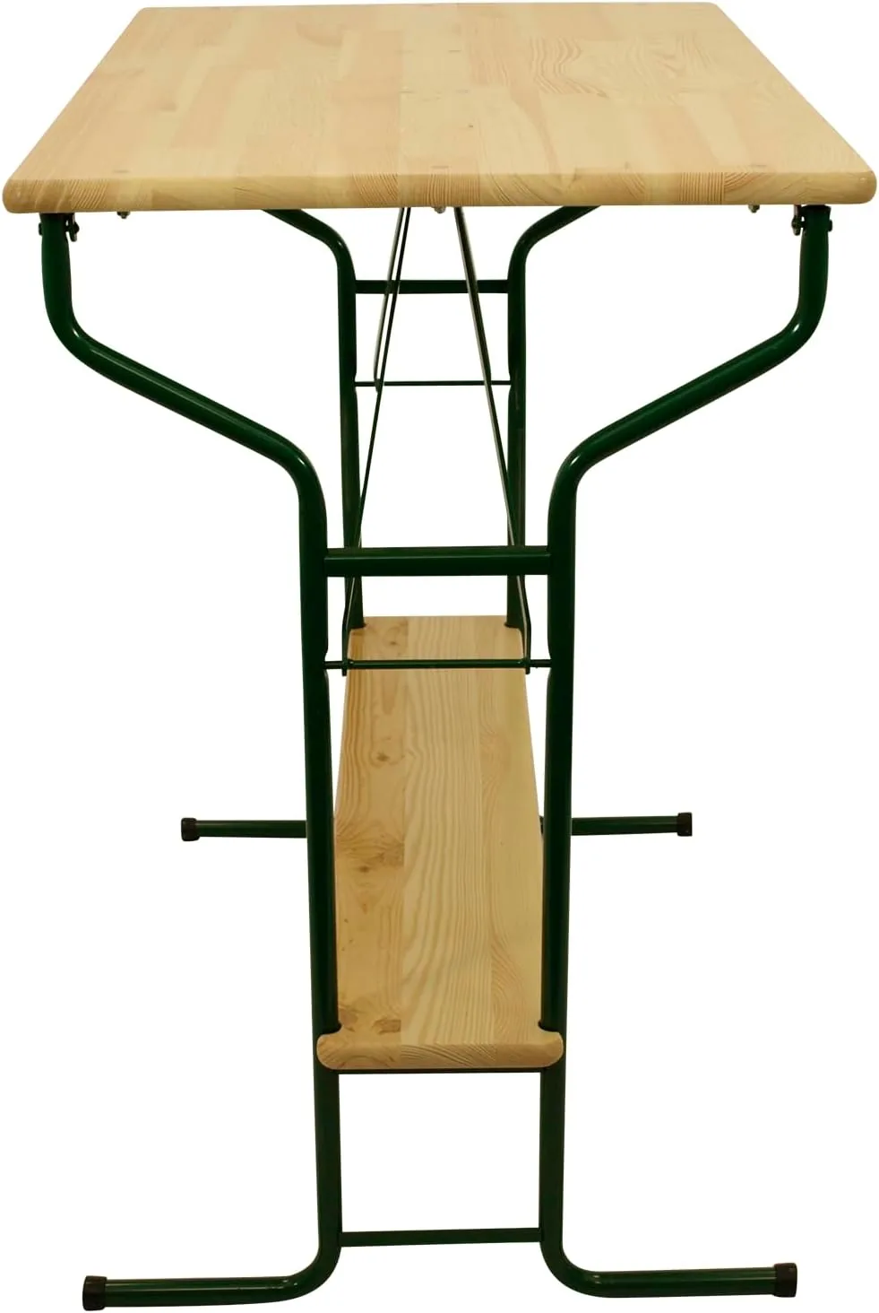 DEGAMO Stehtisch Bartisch Bamberg 70 x 113 cm, Gestell Stahlrohr dunkelgrün, Tischplatte Kiefernholz transparent beschichtet, klappbar, Höhe 110cm — Ansicht 4