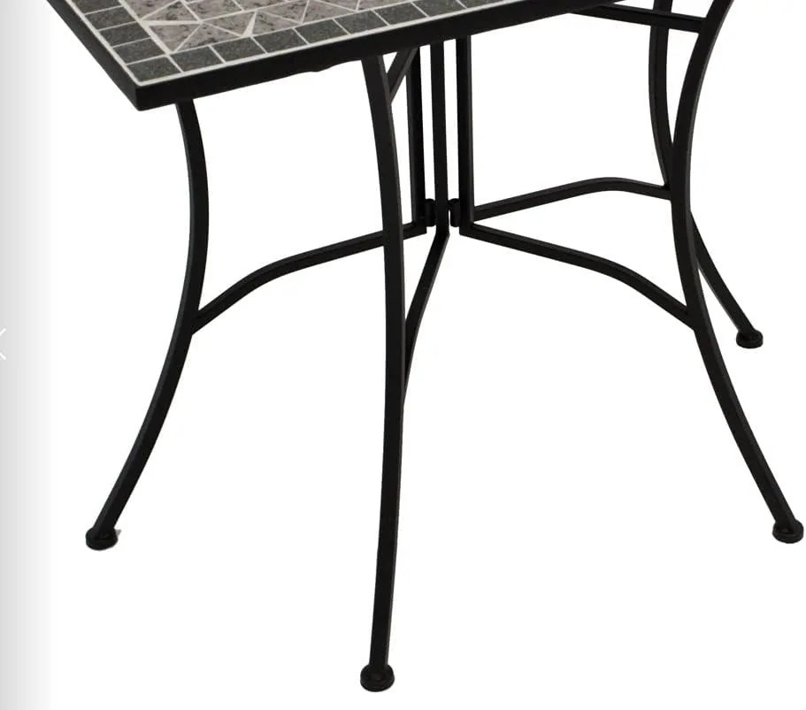 DEGAMO Wandtisch Anstelltisch Siena 45x90cm rechteckig, Gestell Metall schwarz, Tischplatte aus Keramik in Mosaik-Optik, grau/Weiss — Ansicht 5