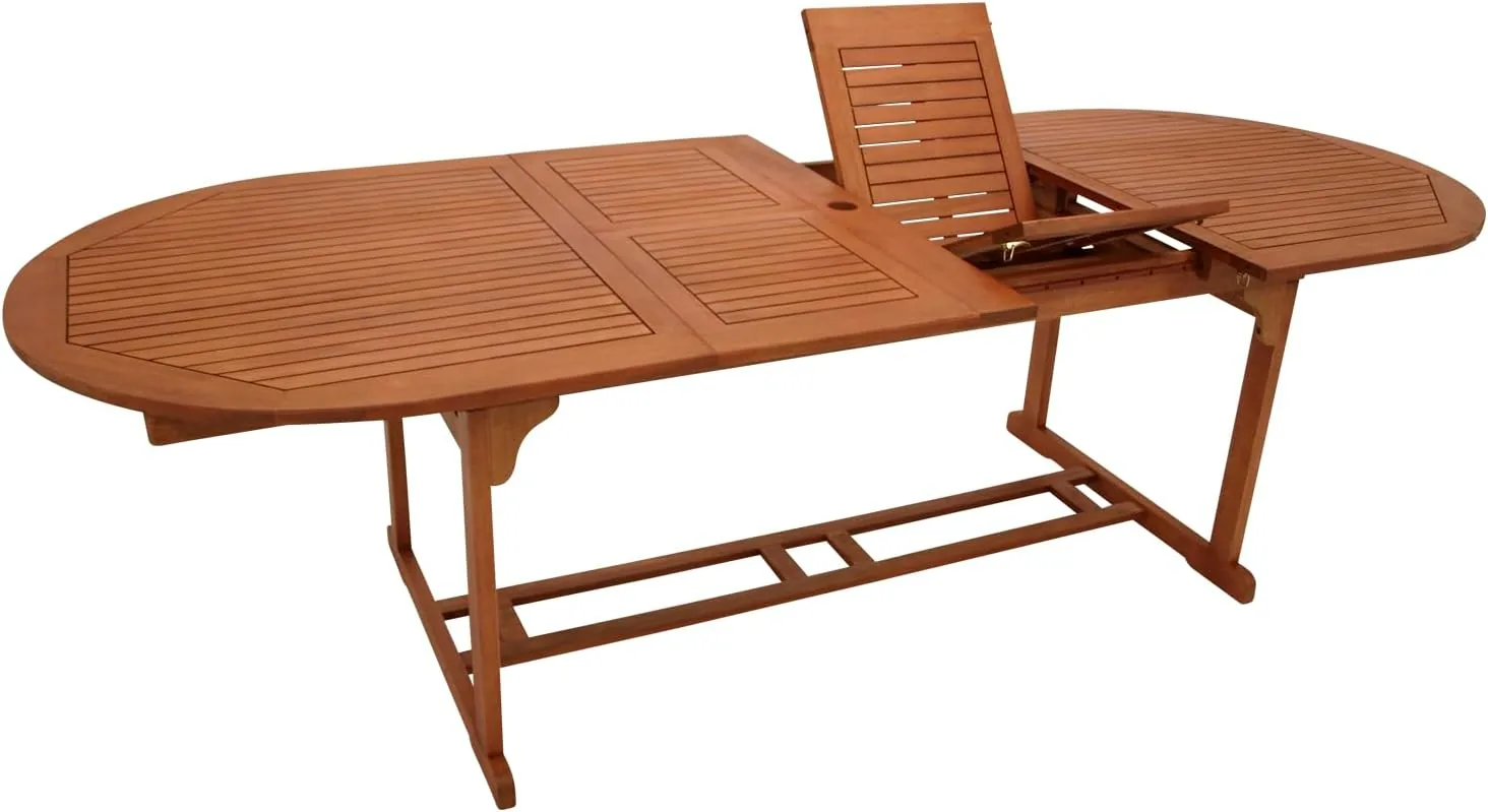 DEGAMO XXL Doppel Ausziehtisch LAGO 180/260x100cm, Eukalyptus braun geölt, FSC®-Zertifiziert, Outdoor — Ansicht 5